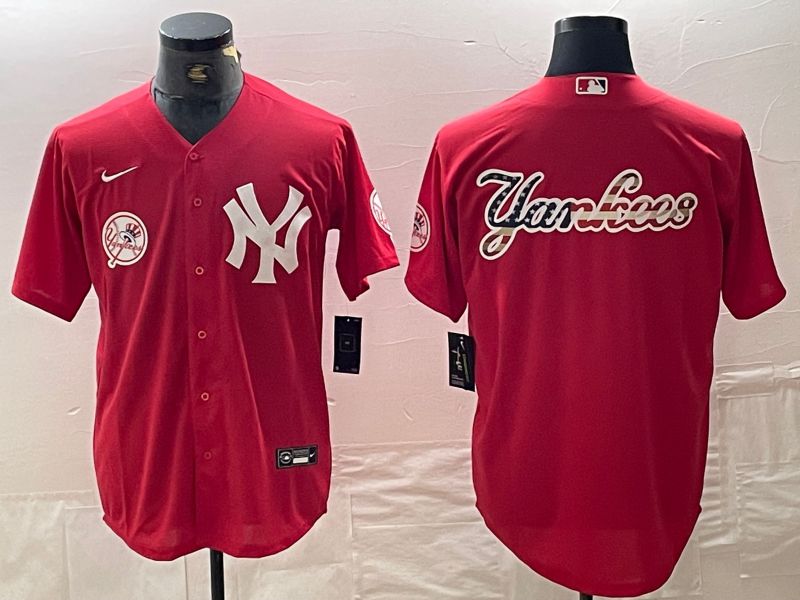 Men New York Yankees Blank Red joint name Nike 2024 MLB Jersey style 9->new york yankees->MLB Jersey
